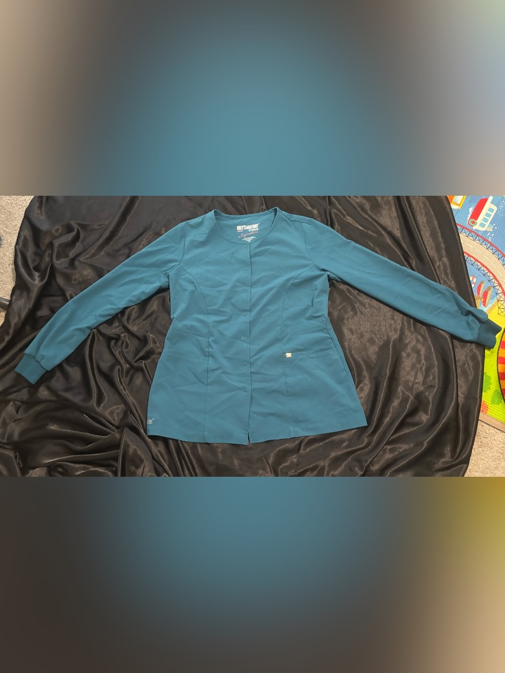 Grey's Anatomy Teal Button-Front Women's Medical Scrub Jacket